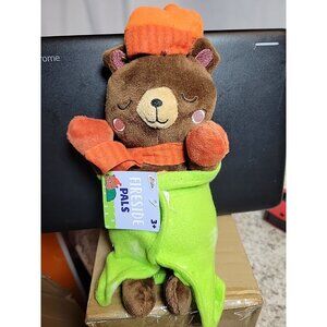 Target Fireside Pals Stuffed Plush Bear Green Blanket Swaddle 10 Inch